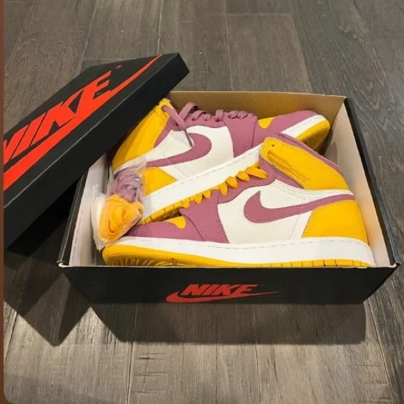 Air Jordan Nike Kids' Purple and Yellow Sneakers - Picture 2 of 4